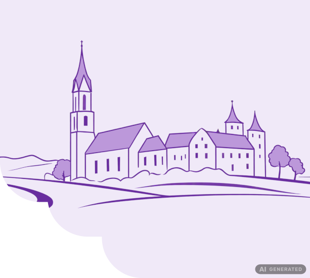 Illustration einer Skyline von Odelzhausen (KI generiert)